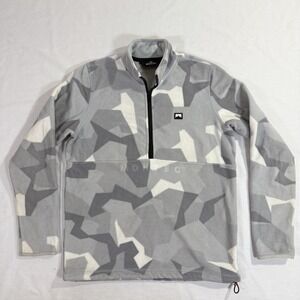 Montec Women's Gray/White Camo Fleece 1/4 Zip Neck Pullover Sweatshirt M Msrmts